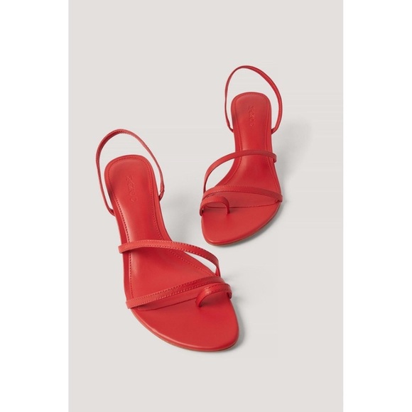 Mango red leather strappy sandals with low heel - Picture 2 of 6